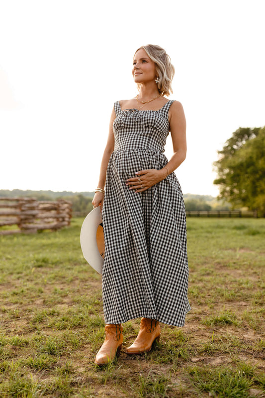 Kinslee Midi Dress - Black Gingham