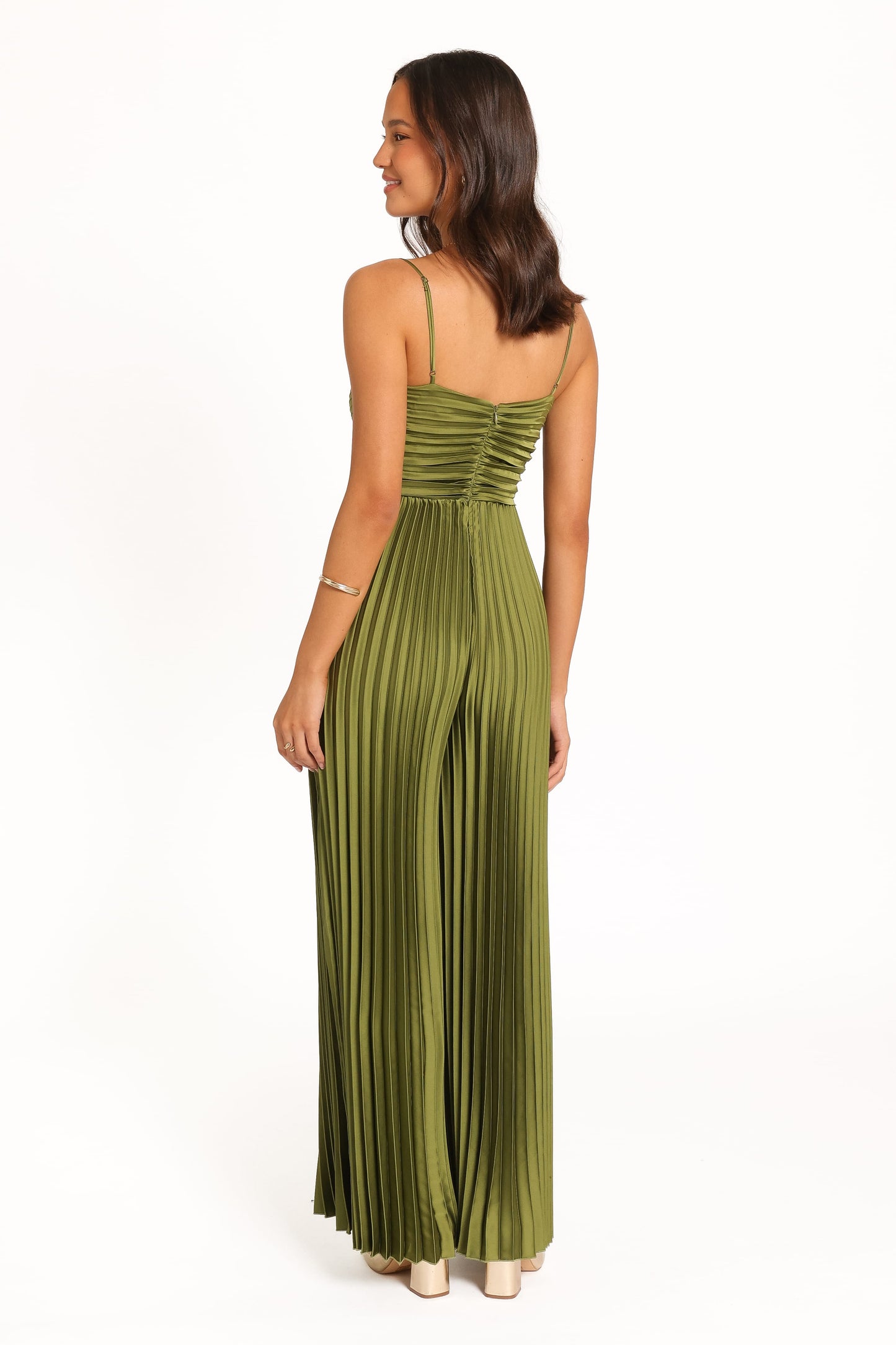 Angelique Pleated Jumpsuit - Olive Green
