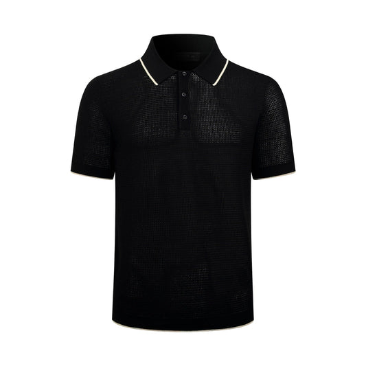 2026 New Triangle Brand Logo Mesh Polo Neck Knit Top (CC983-A75)